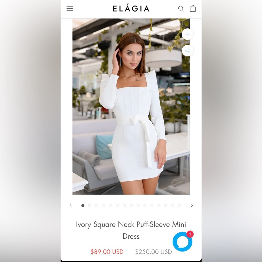 Elagia Dress White Size Small